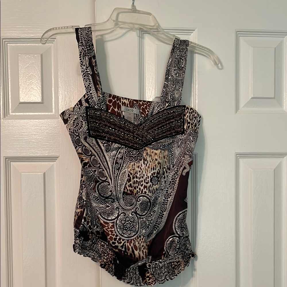 Guess Black and Gray Sleeveless Bustier Bodysuit
